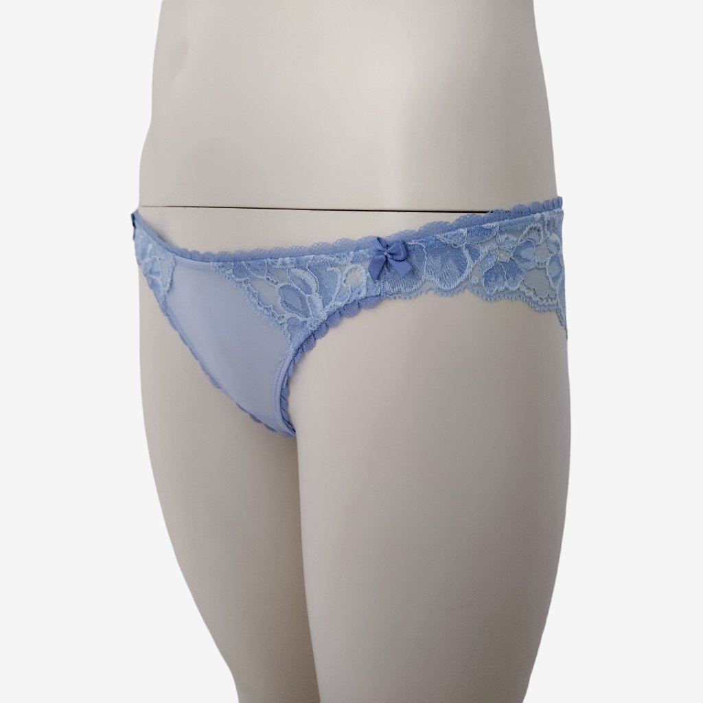 Adore Me Blue Sheer Matte Satin And Floral Lace Cheeky Panty Size S — image 4 of 8